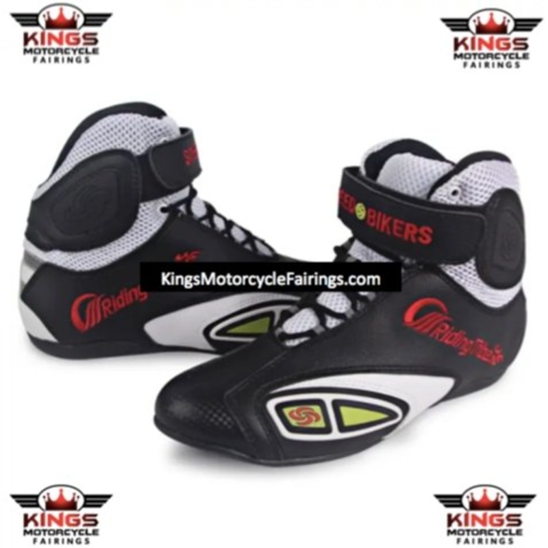 Black, Red, White & Yellow Riding Tribe Motorcycle Short Boots US: 6