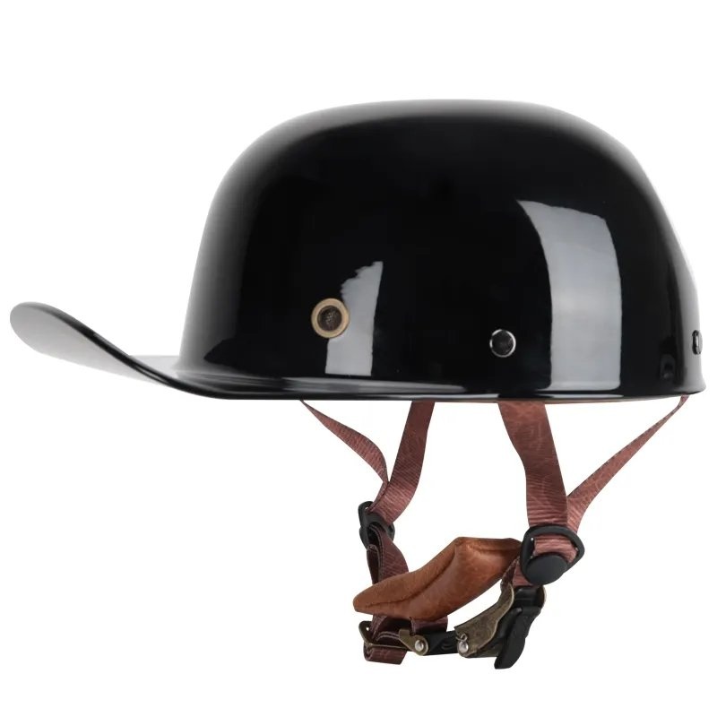 Black Retro Baseball Cap Motorcycle Helmet Small (S)= 50-53 CM’s