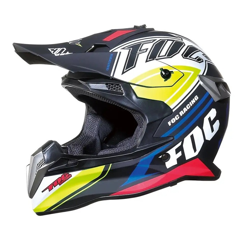 Black, White, Yellow, Blue & Red Dirt Bike Motorcycle Helmet Small (S)= 54-55 CM’s