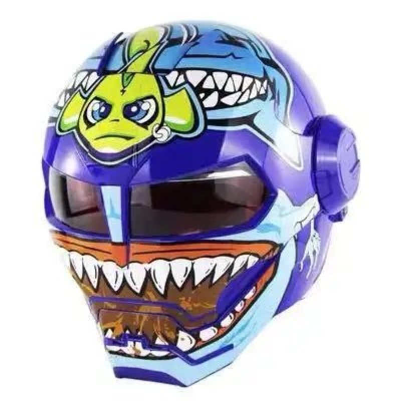Blue Shark Iron Man Motorcycle Helmet Medium (M)= 57-58 CM’s