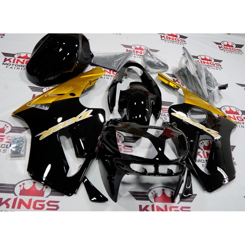 Fairing kit for a Kawasaki Ninja ZX12R (2002-2006) Black, Dark Gold & White No Seat Cowl No Bolt Kit No Tank