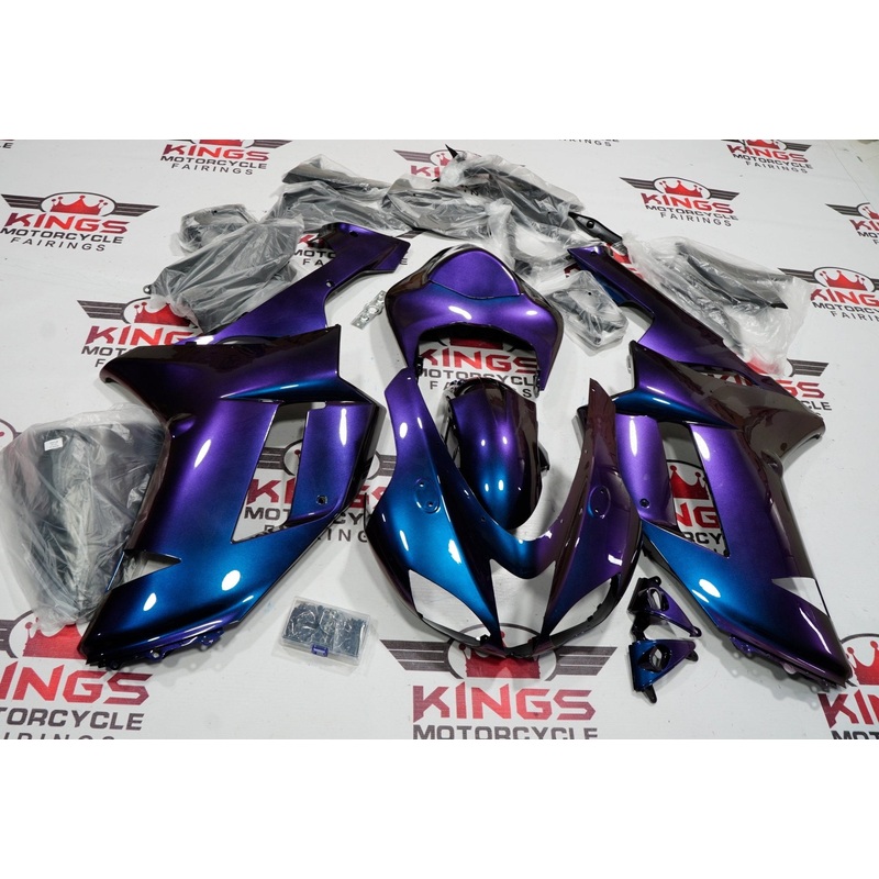 Fairing kit for a Kawasaki Ninja ZX6R 636 (2007-2008) Purple, Blue Chameleon Clear Windscreen: Free No Seat Cowl No Bolt Kit