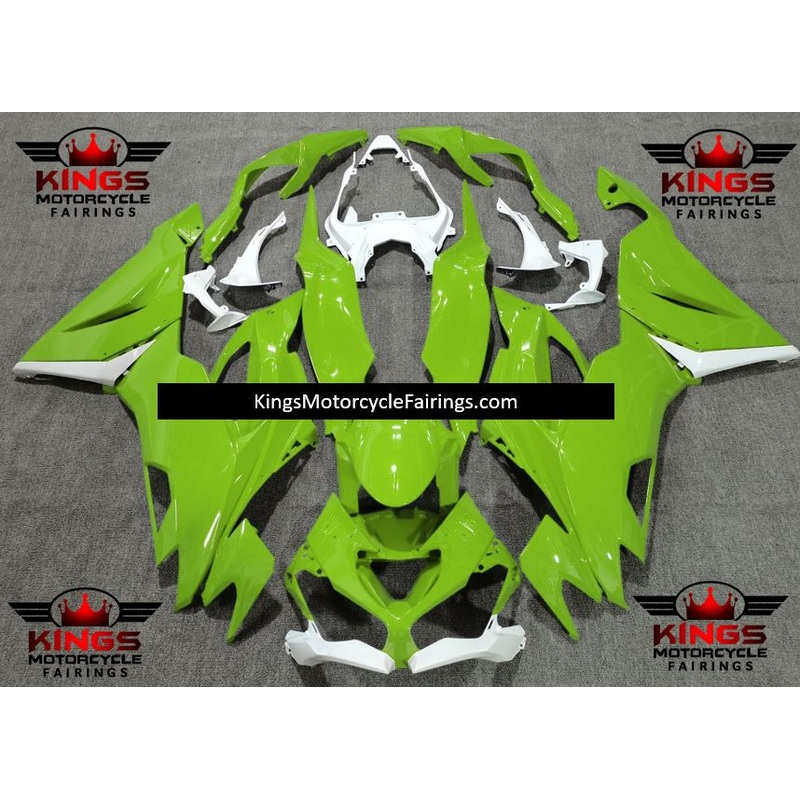 Fairing kit for a Kawasaki Ninja ZX6R 636 (2019-2023) Green & White No Seat Cowl No Bolt Kit No Tank