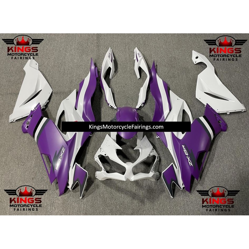 Fairing kit for a Kawasaki Ninja ZX6R 636 (2019-2023) Matte Purple & Matte White No Seat Cowl No Bolt Kit No Tank