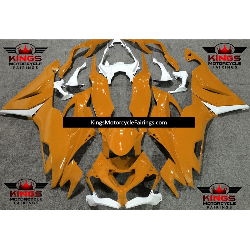Fairing kit for a Kawasaki Ninja ZX6R 636 (2019-2023) Orange & White No Seat Cowl No Bolt Kit No Tank