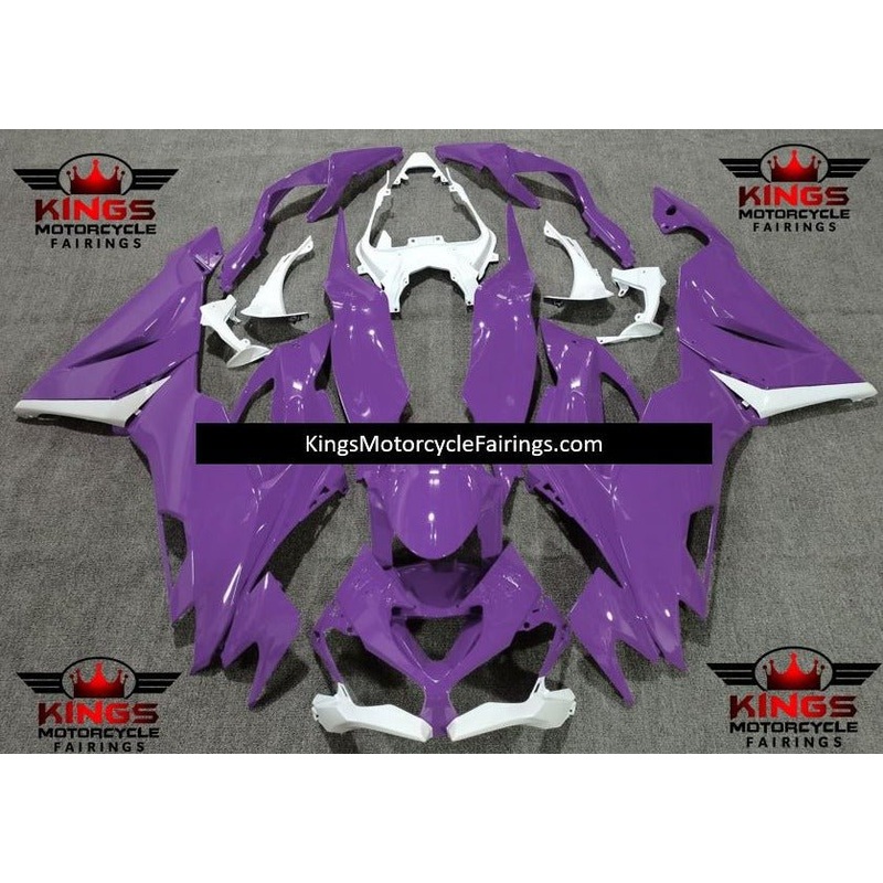 Fairing kit for a Kawasaki Ninja ZX6R 636 (2019-2023) Purple & White No Seat Cowl No Bolt Kit No Tank