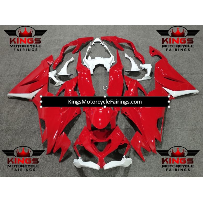 Fairing kit for a Kawasaki Ninja ZX6R 636 (2019-2023) Red & White No Seat Cowl No Bolt Kit No Tank