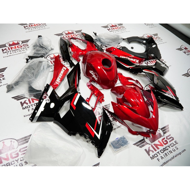 Fairings for Kawasaki Ninja 400 (2018-2023) Black, Candy Red No Tank No Seat Cowl No Bolt Kit