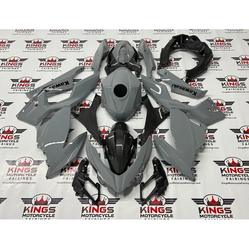 Fairings for Kawasaki Ninja 400 (2018-2023) Nardo Gray, Faux Carbon Fiber No Tank No Seat Cowl No Bolt Kit