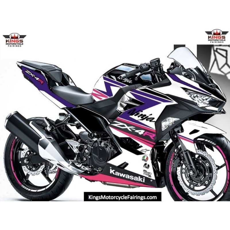 Fairings for Kawasaki Ninja 400 (2018-2023) White, Purple, Pink No Tank No Seat Cowl No Bolt Kit