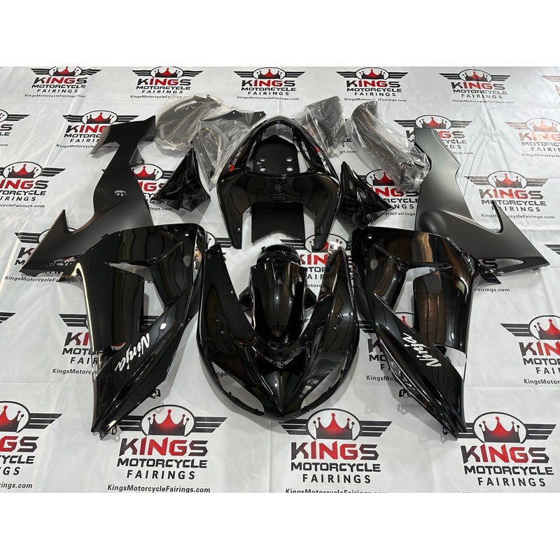 Fairings for Kawasaki Ninja ZX10R (2006-2007) Black, Matte Black, Chrome Clear Windscreen: Free No Seat Cowl No Bolt Kit