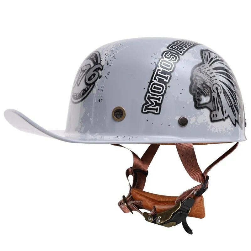 Gray & Black Native American Retro Baseball Cap Motorcycle Helmet Small (S)= 50-53 CM’s