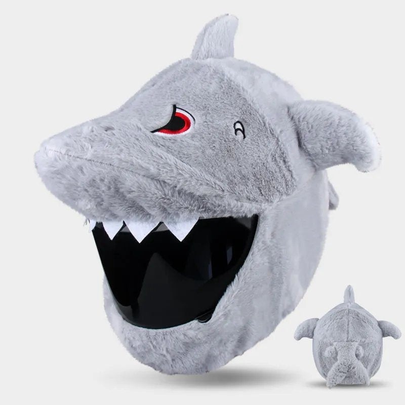 Gray Shark Cartoon Motorcycle Helmet Cover