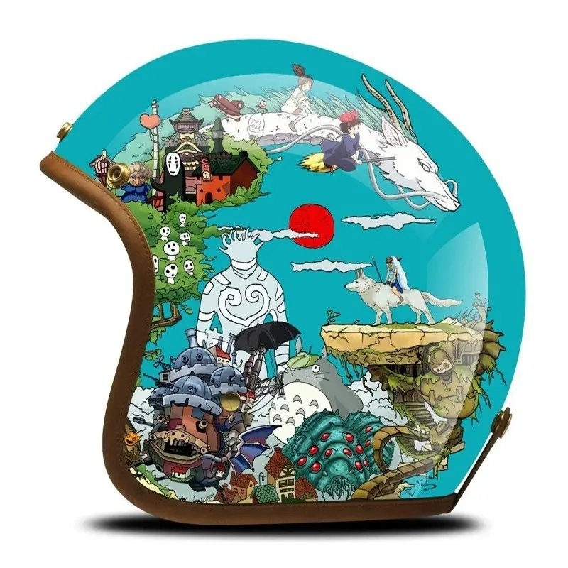 Hand Painted Anime Retro Motorcycle Helmet Small (S)= 50-53 CM’s