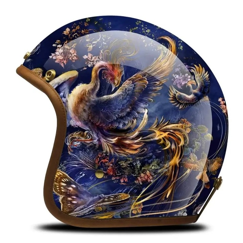 Hand Painted Blue Phoenix Motorcycle Helmet Small (S)= 50-53 CM’s