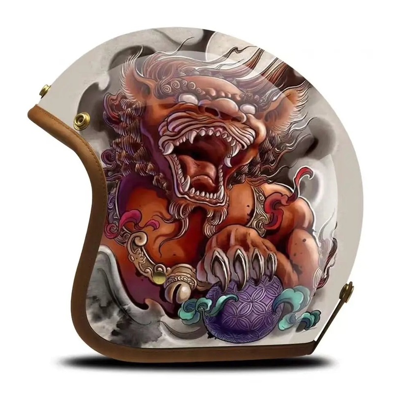 Hand Painted Foo Dog Motorcycle Helmet Small (S)= 50-53 CM’s