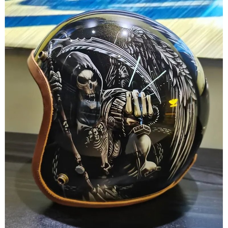 Hand Painted Grim Reaper Motorcycle Helmet Small (S)= 50-53 CM’s