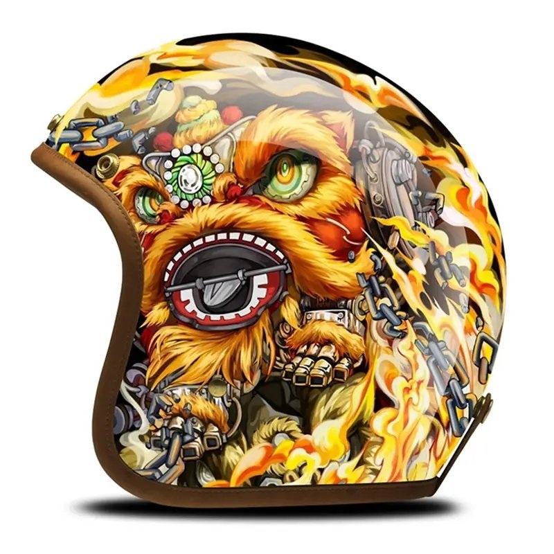 Hand Painted Metal Beast Retro Motorcycle Helmet Small (S)= 50-53 CM’s