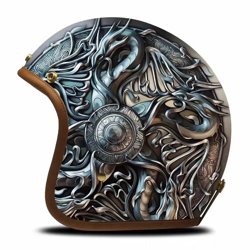 Hand Painted Metal Dragon Motorcycle Helmet Small (S)= 50-53 CM’s