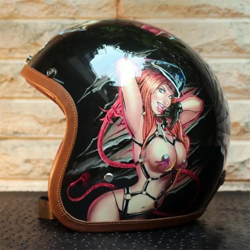 Hand Painted Sexy Woman Motorcycle Helmet Small (S)= 50-53 CM’s