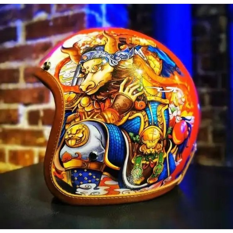Hand Painted Warrior Bull Motorcycle Helmet Small (S)= 50-53 CM’s