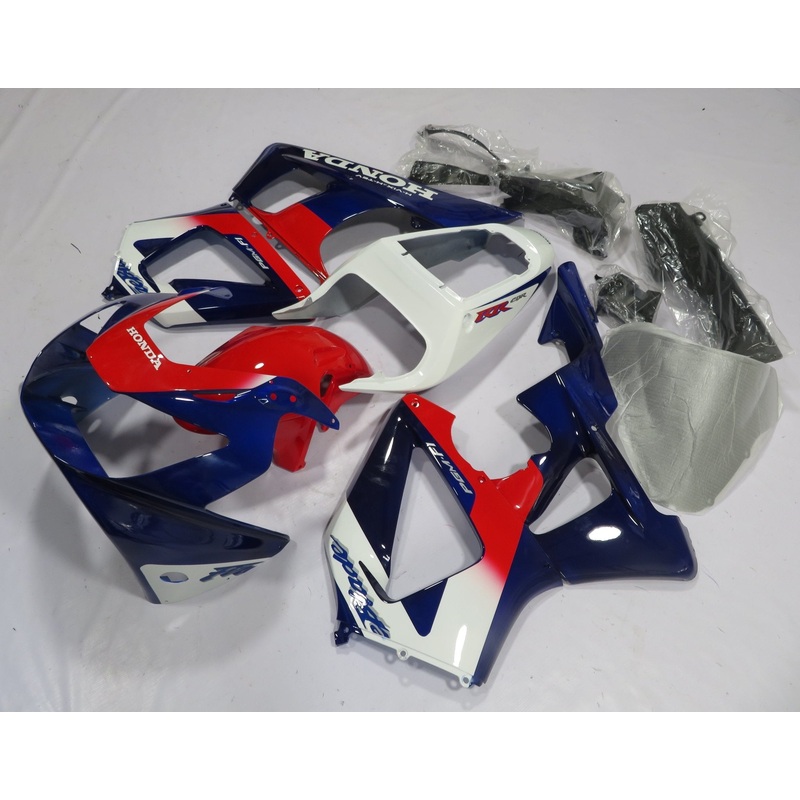 Honda CBR900RR 929 (2000-2001) Blue, White & Red Fairings Clear Windscreen: Free No Bolt Kit