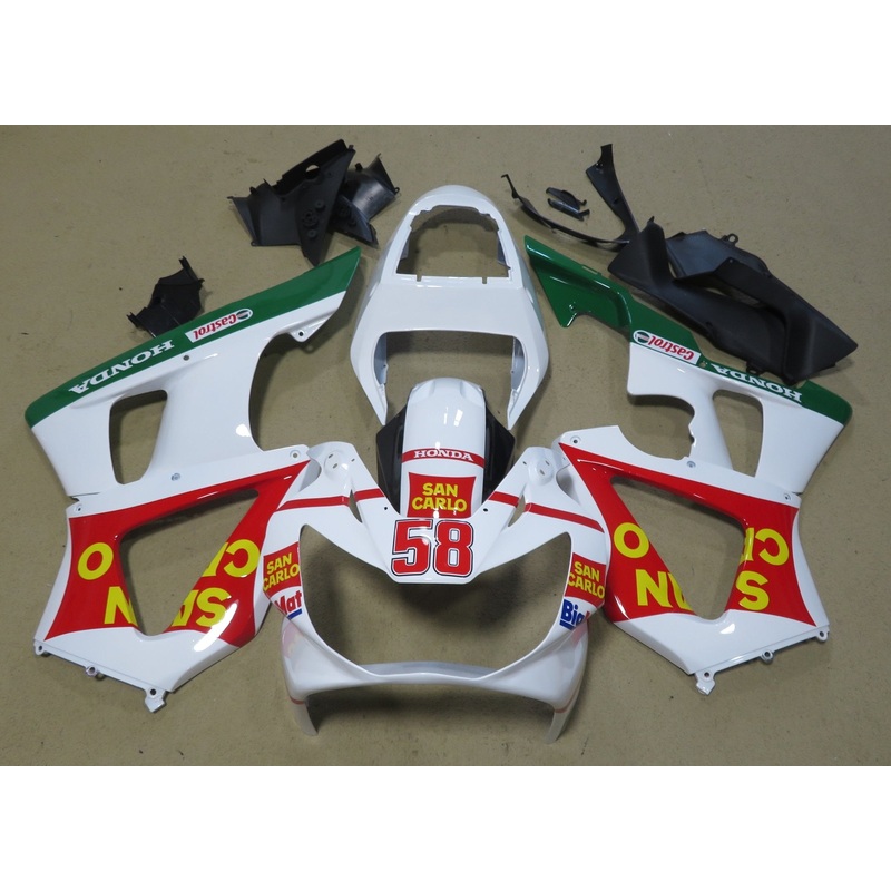 Honda CBR900RR 929 (2000-2001) White & Red San Carlo Fairings Clear Windscreen: Free No Bolt Kit