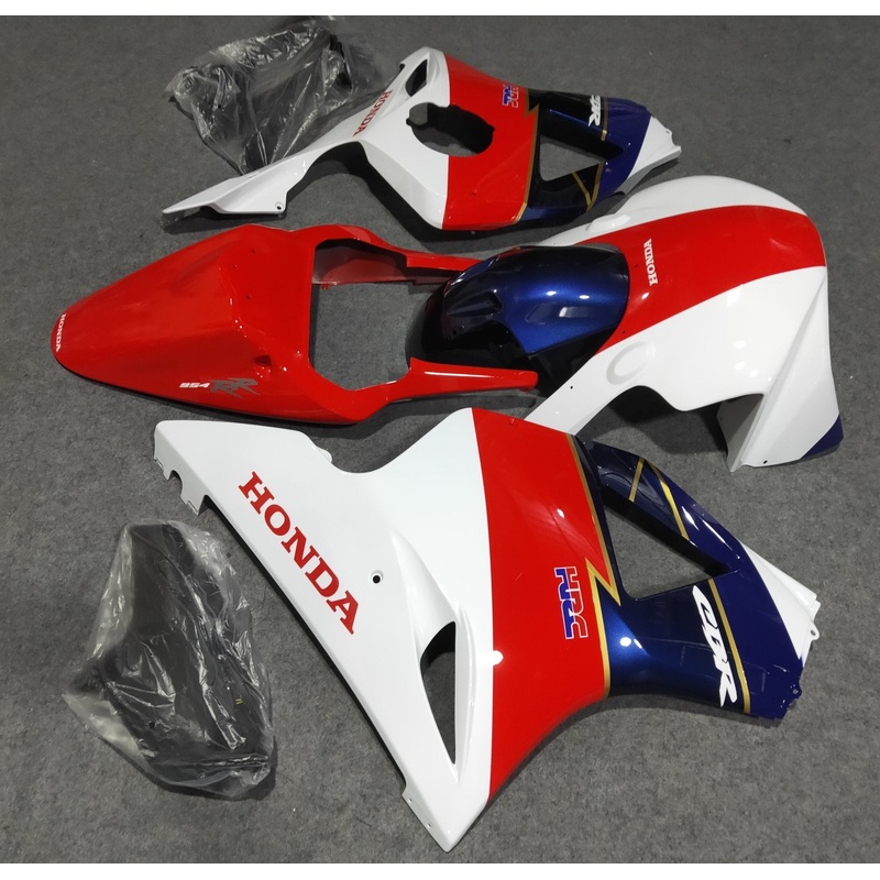 HONDA CBR900RR 954 (2002-2003) Red, White, Blue & Gold Race Fairings Clear Windscreen: Free No Bolt Kit
