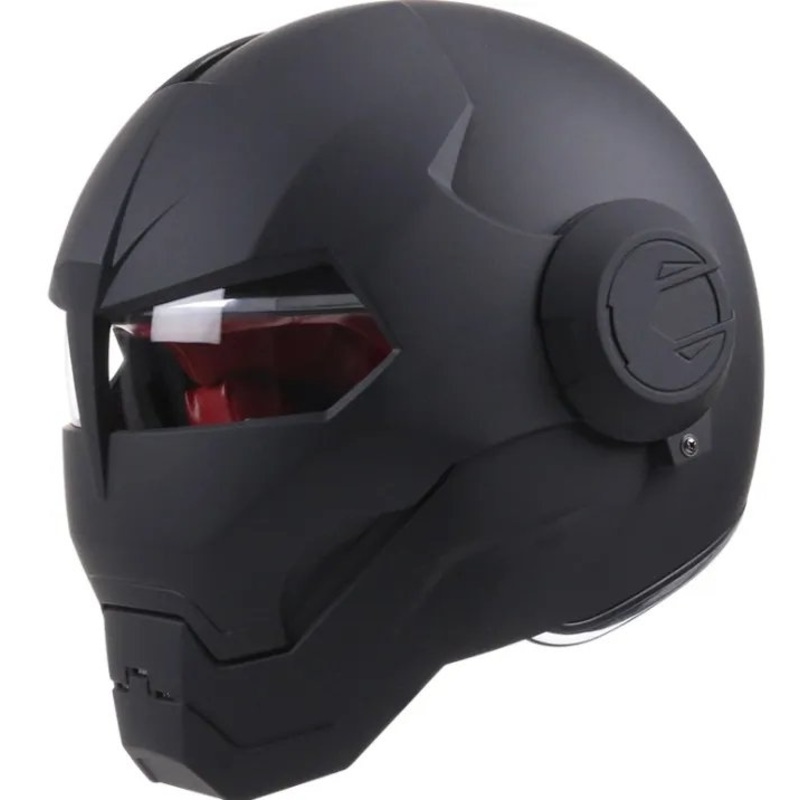 Matte Black Iron Man Motorcycle Helmet Medium (M)= 57-58 CM’s