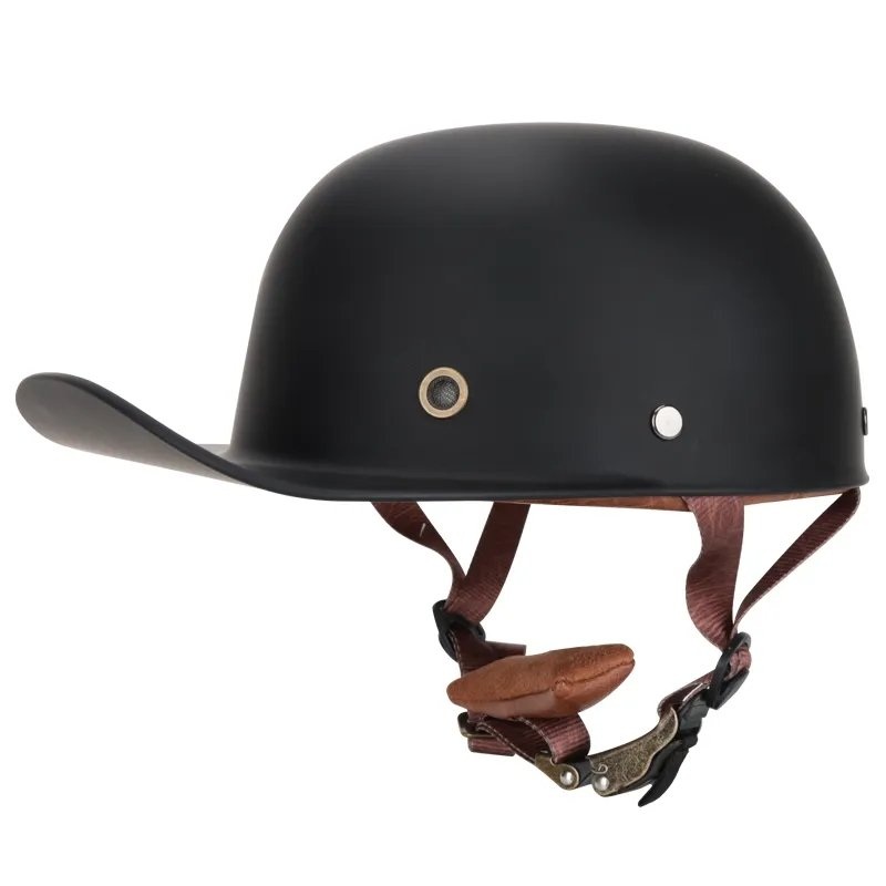 Matte Black Retro Baseball Cap Motorcycle Helmet Small (S)= 50-53 CM’s