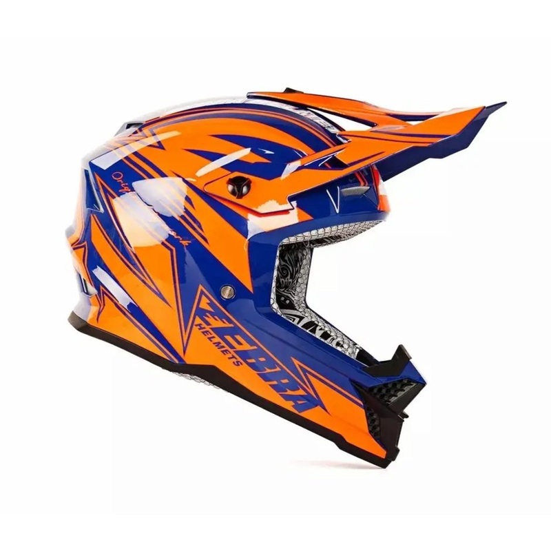 Orange & Dark Blue Zebra Dirt Bike Motorcycle Helmet Small (S)= 50-53 CM’s