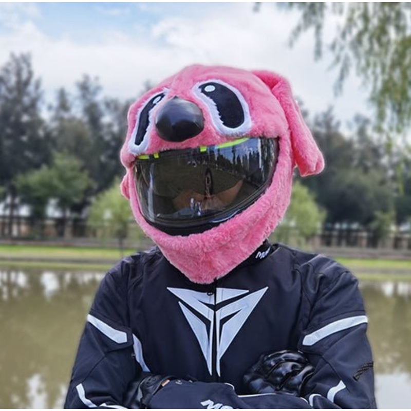Pink Dog Cartoon Motorcycle Helmet Cover