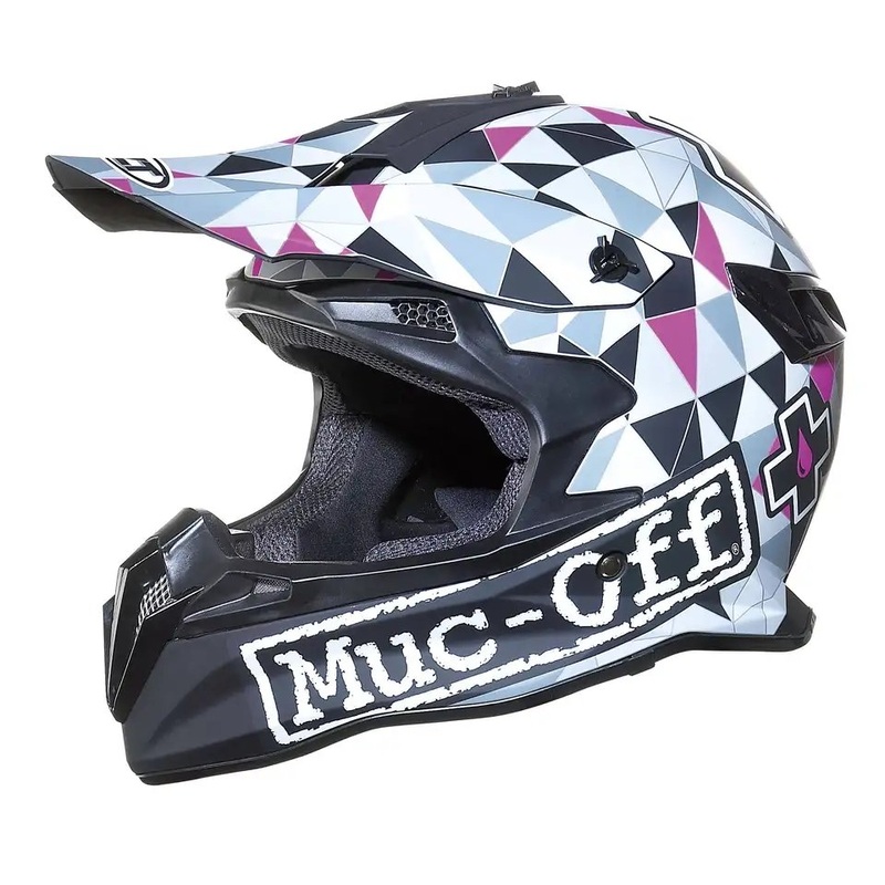 White, Black, Blue & Pink Muc Off Dirt Bike Motorcycle Helmet Small (S)= 54-55 CM’s