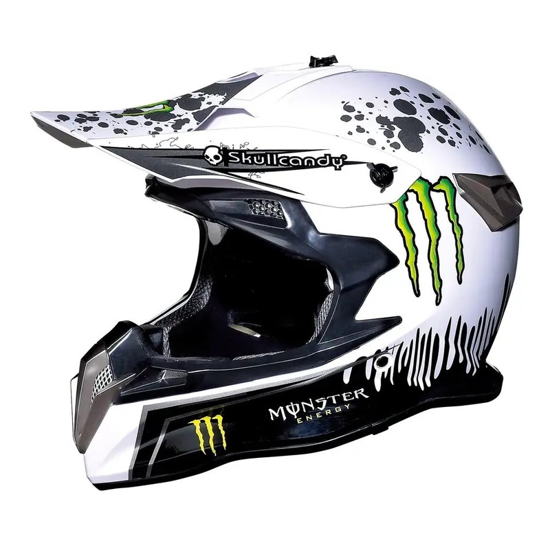 White & Black Monster Energy Dirt Bike Motorcycle Helmet Small (S)= 54-55 CM’s