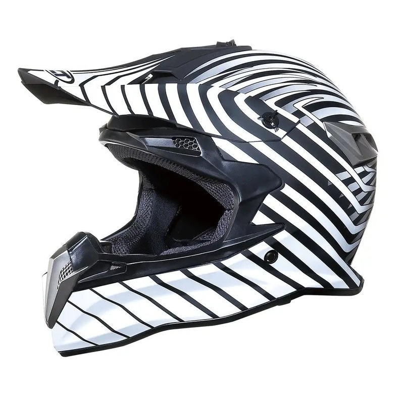 White & Black Zebra Stripe Dirt Bike Motorcycle Helmet Small (S)= 54-55 CM’s