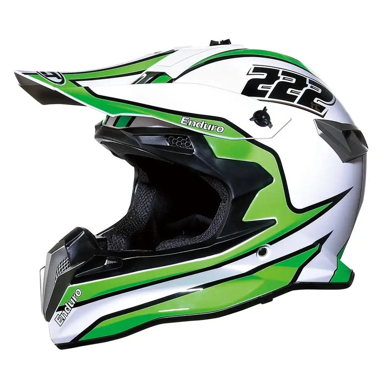 White, Green & Black Dirt Bike Motorcycle Helmet Small (S)= 54-55 CM’s