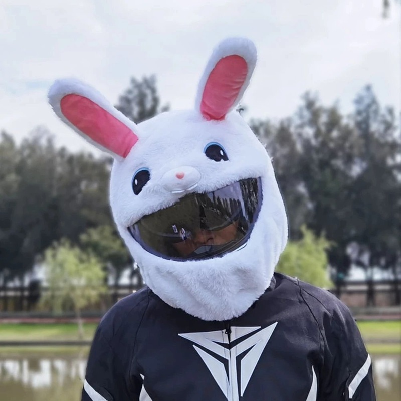 White Rabbit Cartoon Motorcycle Helmet Cover