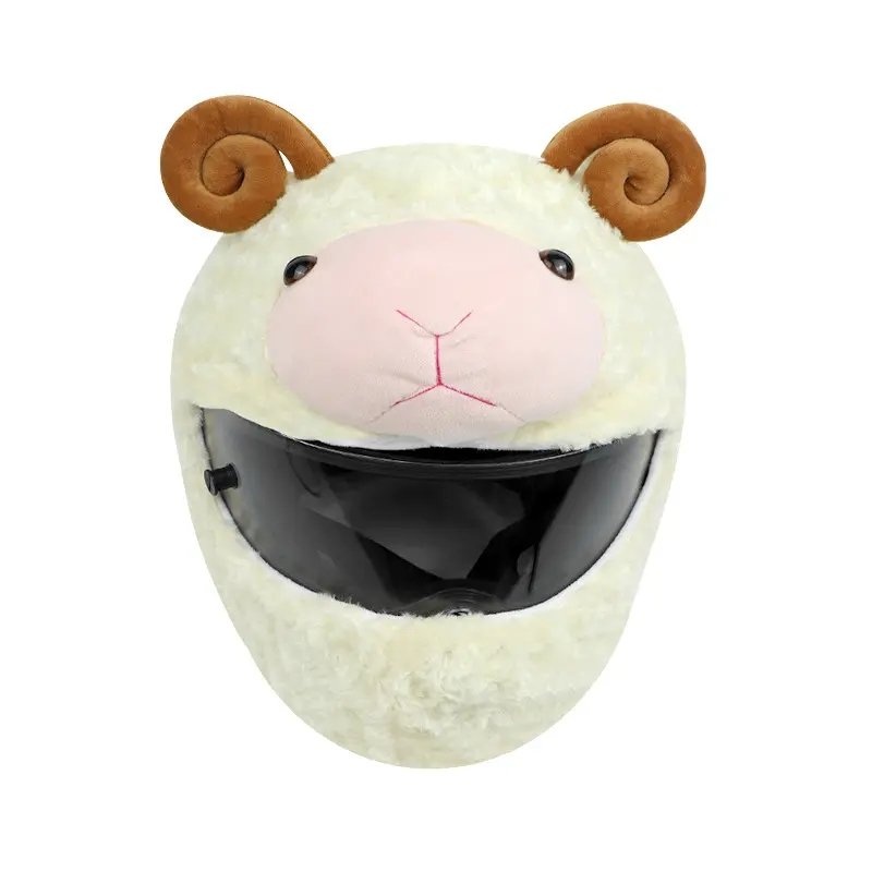 White Sheep Cartoon Motorcycle Helmet Cover