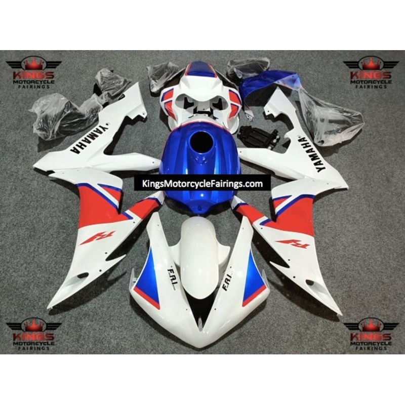 Yamaha YZF-R1 (2004-2006) White, Blue & Red Race Fairings No Seat Cowl No Bolt Kit No Tank