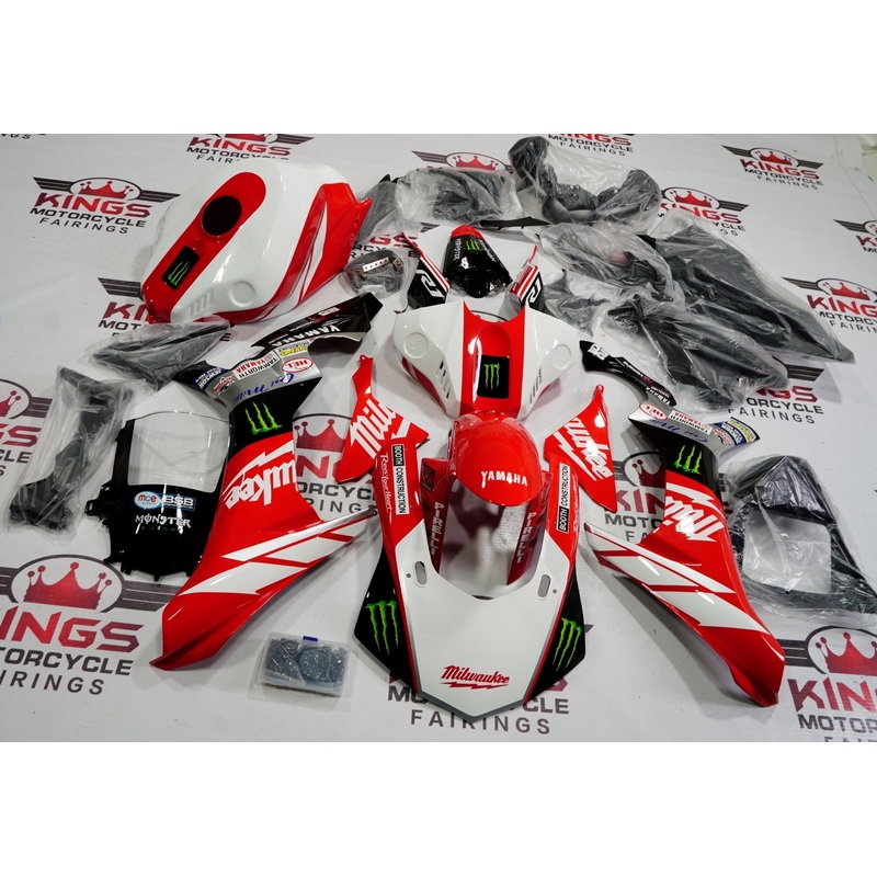 Yamaha YZF-R1 (2015-2019) Red, White & Black Milwaukee Monster Fairings No Seat Cowl No Bolt Kit No Tank