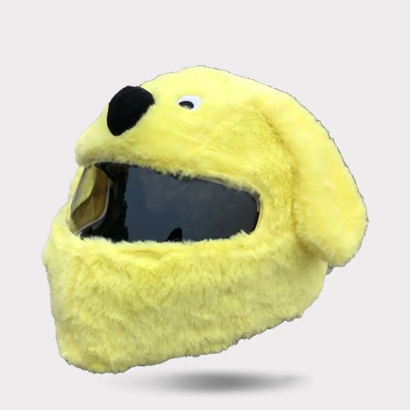 Yellow & Black Dog Cartoon Motorcycle Helmet Cover