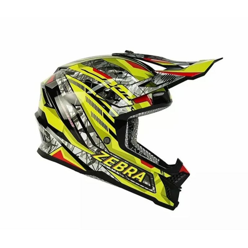 Yellow, Black, Red & White Zebra Dirt Bike Motorcycle Helmet Small (S)= 50-53 CM’s