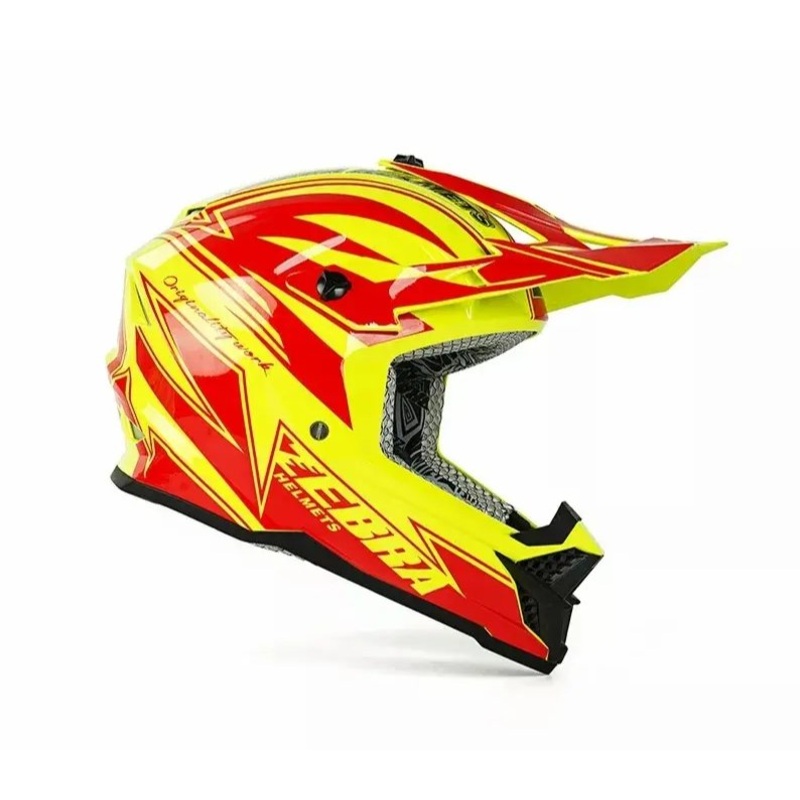Yellow & Red Zebra Dirt Bike Motorcycle Helmet Small (S)= 50-53 CM’s