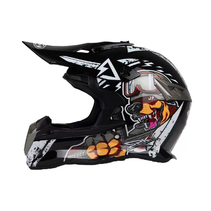 Black & White War Dog Dirt Bike Motorcycle Helmet Small (S)= 54-55 CM’s