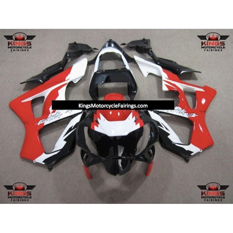 Honda CBR900RR 929 (2000-2001) Red, White & Black Fairings Clear Windscreen: Free No Bolt Kit