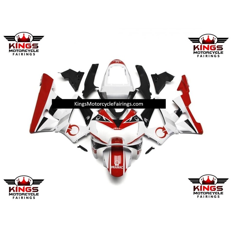 Honda CBR900RR 929 (2000-2001) White, Red & Black Fairings Clear Windscreen: Free No Bolt Kit