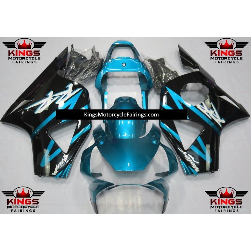 HONDA CBR900RR 954 (2002-2003) Aqua Blue, Black & White Fairings Clear Windscreen: Free No Bolt Kit
