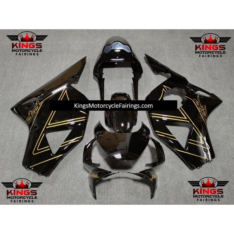 HONDA CBR900RR 954 (2002-2003) Black & Gold Fairings Clear Windscreen: Free No Bolt Kit