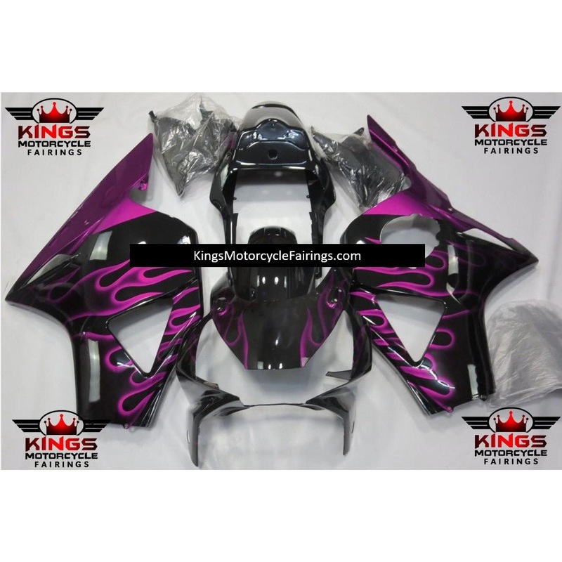 HONDA CBR900RR 954 (2002-2003) Black & Pink Flame Fairings Clear Windscreen: Free No Bolt Kit
