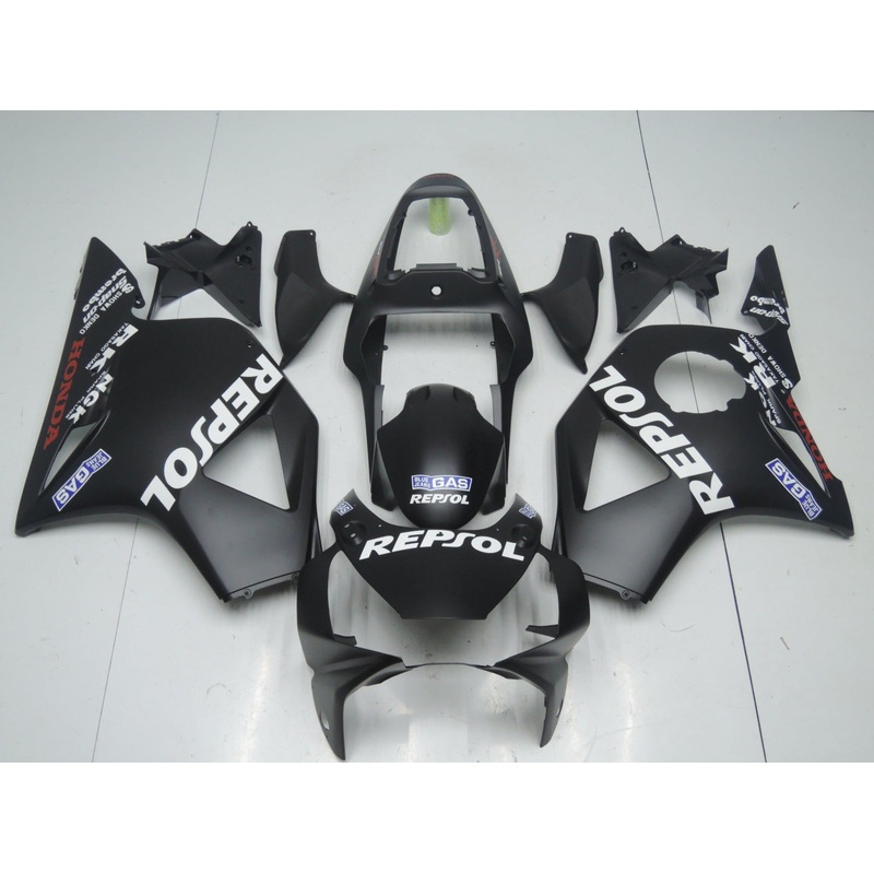 HONDA CBR900RR 954 (2002-2003) Matte Black & White Repsol Fairings Clear Windscreen: Free No Bolt Kit